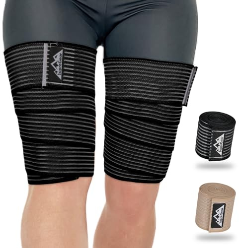 supregear 2 Pièces Bandes de Compression pour Ischio-Jambiers et Cuisses, Attelles Ajustables pour Entorses Musculaires, Bandages Élastiques pour Genou Mollet Bras Jambe, Unisexe, 200 cm, Noir