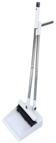 VERDANVERSE 180grado Scopa e Paletta Bianco Pieghevole con Manico in Acciaio Inossidabile Spazzole Antistatiche Non Appiccicose per Pulizia Quotidiana Casa e Ufficio