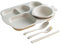 Lot de 5 grandes assiettes divisées de 30 cm avec bol pour enfants et adultes, en plastique incassable avec contrôle des portions, assiettes à dessert réutilisables à 5 compartiments avec bol et