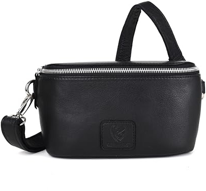 GERMANUS Gürteltasche Mika Crossbody Bag, Bum Bag, Bauchtasche, Umhängetasche, Tasche Leder Schwarz