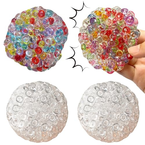 MACULPER 4 Stück Anti Stress Ball Stressball Antistressball mit Geräusch Stress Abbauen Anti Stress Bälle Stressball Erwachsene Für Kinder Erwachsene Geburtstag Geschenke ADHD Autismus