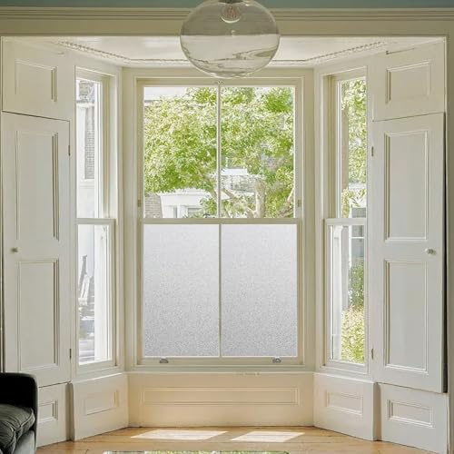 Pellicola Vetri Finestre 100 x 220 cm Adsorbimento Elettrostatico Pellicola per Finestre Privacy Autoadesiva Removibile per Bagno Ufficio Camera da Letto, Opaco puro