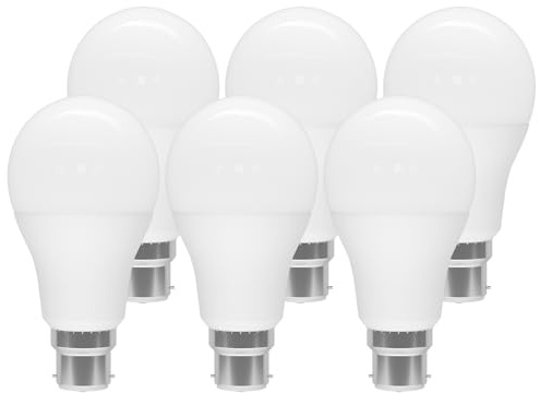 ORALUCE Bayonet Light Bulb 100W Equivalent, Cool White 6500K B22 Bulb LED, 1200LM 12W Energy Saving Light Bulbs, A60 GLS Led Bulbs for Living Room, Bathroom, Home Office, Non-dimmable, Pack of 6