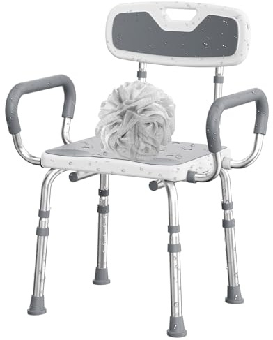 UNILEAF Shower Chair for Inside Shower with Back and Arms, 450 lb Capacity Bath Chair for Seniors and Elderly, Height Adjustable Non-Slip Shower Seat for Bathtub or Shower, FSA/HSA Eligible