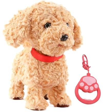 Chien robot, chien robot interactif avec laisse télécommandée, fourrure en peluche douce, détection tactile, imitation vocale, sons réalistes, mouvement de langue de léchage, pour garçons et filles