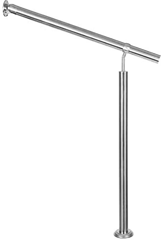 Edelstahl Handlauf Treppengeländer Geländer für Treppe Treppen mit Wandhalter seitliche Montage Wand Halterung Auswahl Länge mit Montagematerial Handläufe V2Aox, Länge:90 cm