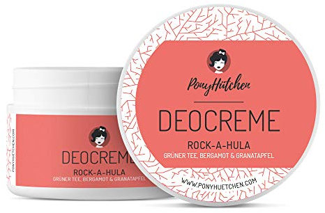 PonyHütchen Deocreme Rock-A-Hula Déodorant crème ferme végétalien, sans aluminium et testé sur les animaux Unisexe Antitranspirant Cosmétique naturel fabriqué en Allemagne Idéal pour bagage à main