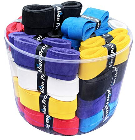 Alien Pros Cintas de Agarre para Raquetas de Tenis, Paquete de 60 Cintas Pre Cortadas de Color Rosa, Tacto Seco y Sujeción Firme para Empuñaduras de Raqueta (Mezcla)