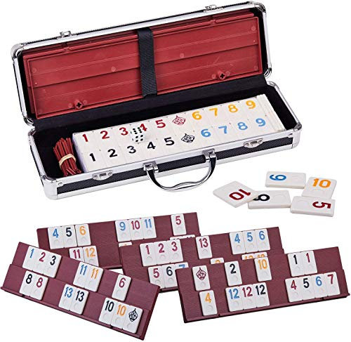 Doublefan Rommé: Rommé mit 106 Spielsteinen, 4 stabilen Racks und Anleitung, geeignet für 2–6 Spieler ab 8 Jahren