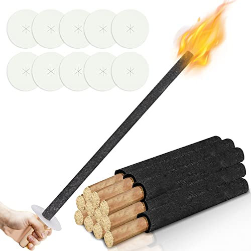 Lospitch Lot de 50 torches de cire de qualité supérieure - Durée de combustion 100 min - Pour adultes et enfants - Avec protection pour les mains - Pour les fêtes en plein air, la randonnée nocturne