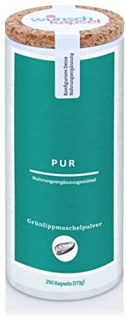 Grünlippmuschel Pur (1000 mg täglich) | Perna canaliculus, reich an GAGs und Omega-3 | 290 vegane und handgefertigte Kapseln | aus der deutschen Wunschkapsel-Manufaktur