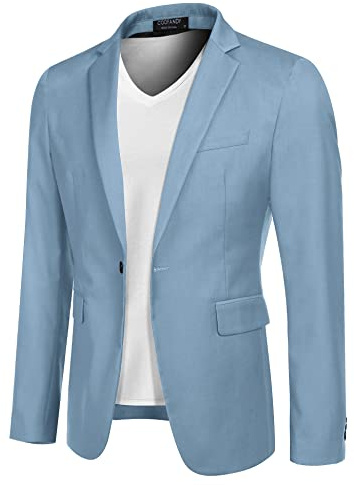 COOFANDY Mens Blazers Slim Fit Casual Summer Sports Coats Fitted Sport Jacket (Clear Blue XL)