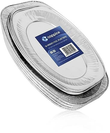 Coppice Aluminium Foil Mixed Platters for Parties, Buffets & Entertaining | 8 x Large & 8 x Small | Freezer, Microwave & Oven Safe