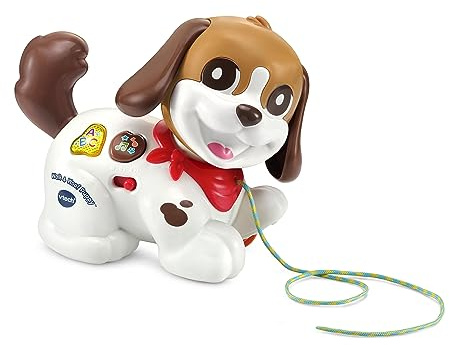 VTech Baby Walk & Woof Puppy, Pull-Along Baby Toy Dog with Music, Letters & Phrases, Interactive Gift for Infants 1, 2, 3 years +, English version