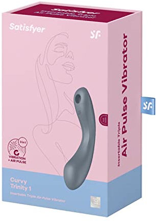 Satisfyer Curvy Trinity 1 | 3in1 Druckwellen-Vibrator | G-Punkt- & Klitoris Massagestab für Damen | Wasserdichtes (IPX7) & hochwertiges Silikon | Wiederaufladbar | Sex-Spielzeug für Frauen in grau