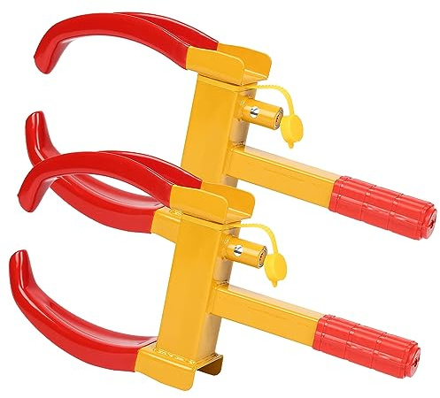 Cecaylie Lot de 2 sabots de roue antivol universels réglables pour voitures, caravanes, remorques, protection en PVC, antivol anti-perçage