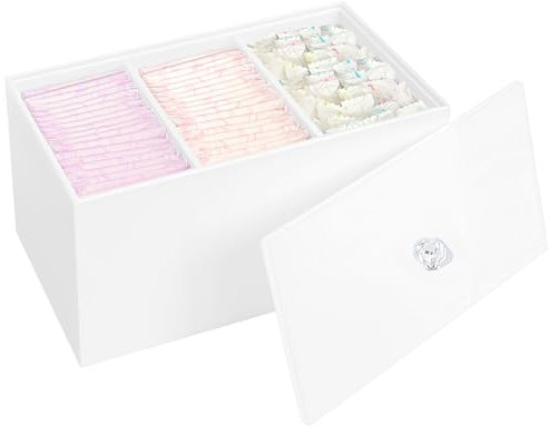DELIPPLY Tampon Box for Bathroom, Tampons and Pads Storage Holder, Women Period Organizer Container, White