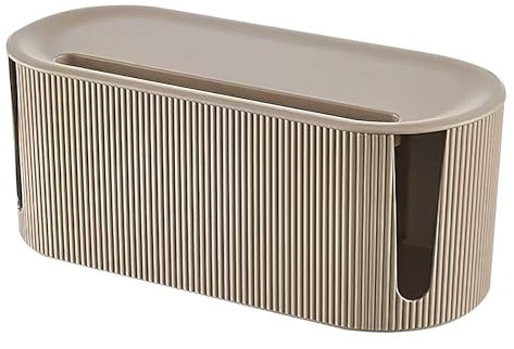 Kabelbox, DAWRIS Kabel Organizer Box Mit Deckel Kabelmanagement ABS-Kunststoff Kabelmanagement Box Multifunktional Überspannungsschutz Für Kabel Steckdosenleisten (Braun)