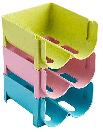 PRETYZOOM Caja Para Almacenamiento De Bebidas Apilable Para Frigorífico, Recipiente Para Latas De Cerveza y Vino, Material Seguro, Colores Verde, Azul y Rosa, Organizador Para Hogar y Restaurante