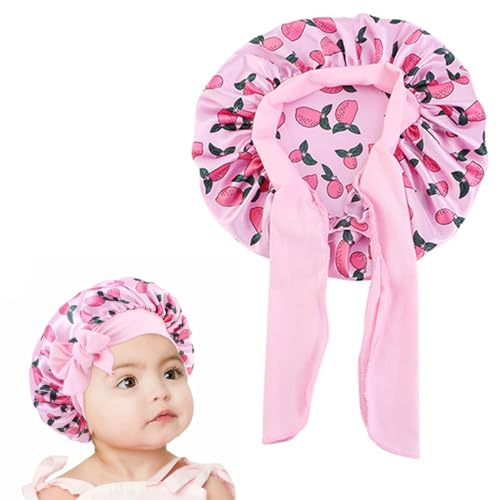 LuLiyLdJ Rose Bonnet Satin Cheveux Nuit Enfant, Bonnet Bebe Fille, Chapeau Bebe Fille pour Filles, Garçons, Bébé, 6-12 Mois