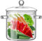 Olla de Vidrio de Borosilicato para Cocinar en la Estufa - 3L con Manijas y Tapas, Cocción a Fuego Lento, Transparente para Pasta y Sopa