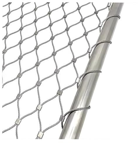 VXHCS 304 Edelstahl-Maschendraht, Sicherheitsnetze für Geländer 5cm/1,5mm Flexibles Kabelgeflecht, Balkon-Fallschutznetz, Tierbarriere (2.5x2m/8.2x6.6ft)