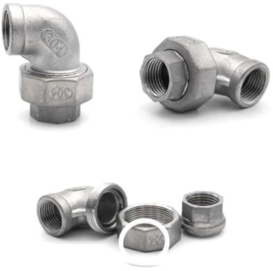 JRBJWYVV 1/4 -2 Male & Female 90 Degree Elbow BSP Thread SS304 Live Joint Coupling Union Connector Pipe Fitting for Tube(Rot,1)