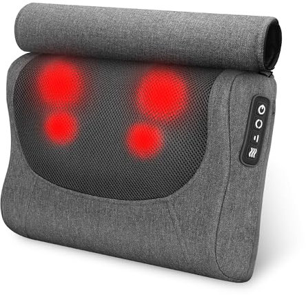 COMFIER Back Massager with Heat, Shiatsu Back and Neck Massager Gifts for Her, Deep Tissue Kneading Massage Pillow Gifts for Him, Lumbar Support Presents for Women Men