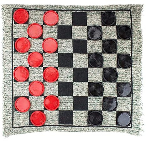 Juego de damas gigantes 3 en 1 vintage con alfombrilla reversible para interiores y exteriores, juego de mesa para la familia