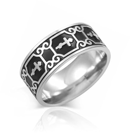 SIPURIS Bague croix orthodoxe russe pour homme Jésus Christ amulette en acier inoxydable bijoux religieux chrétiens