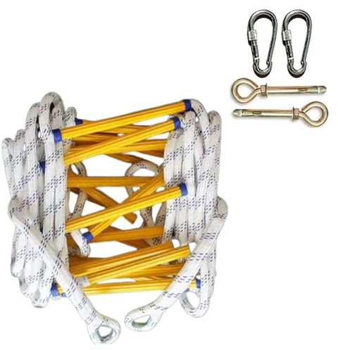 Escaleras de Emergencia para Incendios - Escalera de Cuerda con mosquetones, Ideal para Subir a Casas y Escapar de Ventanas y Balcones, 20 m/65,6 pies