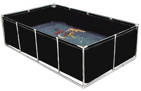 Genérico Estanque de PVC para Interiores y Exteriores con Marco y válvula de Drenaje, Tanque de Agua para Peces koi de 4 x 2 x 0,6 m, Piscina elevada Duradera para Vida acuática.