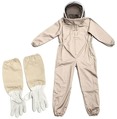 Traje de apicultor, equipo de apicultura, ropa, protección corporal completa, velo de esgrima, guantes para apicultores comerciales principiantes (café XL).