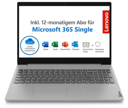 Lenovo IdeaPad 3i Laptop | 15,6 Full HD Display | Intel Celeron 6305 | 4GB RAM | 128GB SSD | Intel UHD Grafik | Win11 Home S | QWERTZ | inkl. MS 365 Single | silber