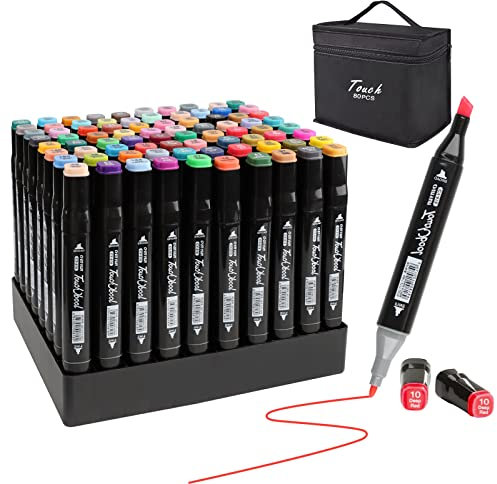 Gelanty Graphic Marker Pen 80 Farben, Permanent Marker Stifte Set Kunstler Sketch Marker Dual Tip Art Marker Set für Design, Zeichnen, Graffiti, Erwachsene Färben, Manga (80 Farbe)
