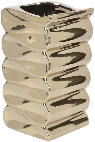 KOTARBAU® Blumentopf Blumenvase aus Keramik Meereswellen Glasiert 26 cm Gold