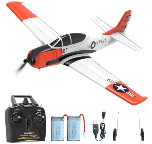 VOLANTEXRC RC Plane for Beginners, 4CH WWII RC Airplane T28 Trojan 2.4Ghz Remote Control Plane RTF with 2 Batteries and Xpilot Stabilization Stystem, One-Key Aerobatic for Adult&Kids(761-09 RTF)