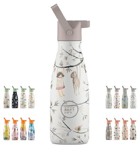 Cool Bottles Thermosflasche für Kinder - 260 ml - Hanging Friends - Wasserflasche aus Edelstahl - Kalte Getränke 36 Stunden und Heiße Getränke 18 Stunden - Farbprägung - BPA Frei