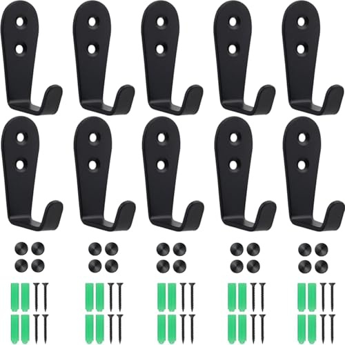 Lxoraziy 10 Piezas Ganchos Perchero de Pared, Gancho Perchero Pared de Inoxidable, Ganchos para Abrigos Resistentes con Tornillos, para Baño, Cocina, Oficina