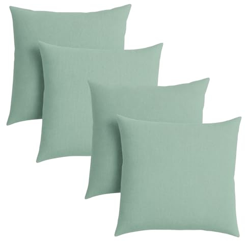 sleepling 4er Set Sofakissen türkis 40x40 cm, Kissen mit Kissenfüllung und Bezug, Zierkissen aus robustem Polsterstoff, Deko Kissen, Couchkissen 40 x 40 cm, Polster, Sofa Kissen, Made in EU