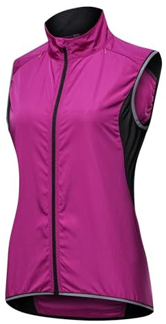SMTSEC Fahrradweste Damen Reflektierend Winddicht Windstopper Laufweste Wasserdicht Atmungsaktiv MTB Warnweste Fahrrad Ärmellose Weste Jacke Radweste Leicht Softshellweste Sportweste,Purple-3XL