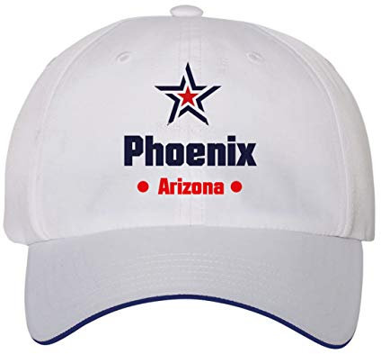Bestickte Mütze Phoenix Arizona Stern USA America6, Polyester 5 Paneele blauer Einsatz auf Schnabel, Weiß, One size