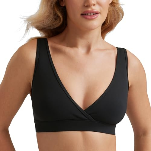 CRZ YOGA Butterluxe Maternity Nursing Sleep Bra for Women Wireless Breastfeeding Bralettex Pregnancy Bra Lounge Soft Touch Bras Black 14