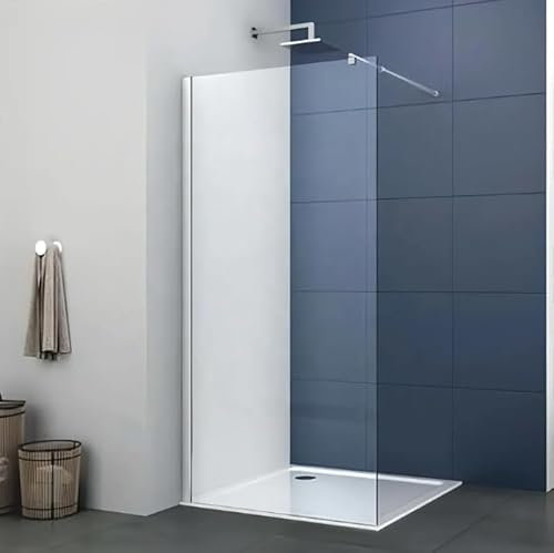 Walk in Shower Enclosure 8mm Tempered Safety Glass Wetroom Shower Screen Panel (700mm Screen Only)