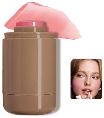 3-in-1 Cream Blush Stick for Cheeks, Lips, and Eyes, Lightweight and Blendable Blusher, Jelly Blush Stick for Mature Skin, Available in Pink, Red, Rare Beauty Blush Colors for Daily Makeup (#01)