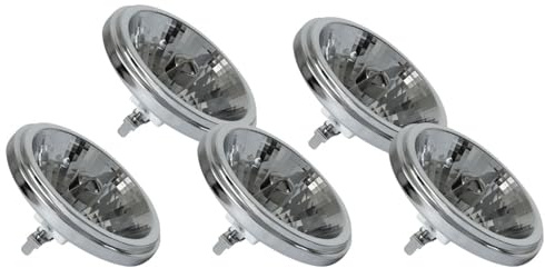 NCC-Licht 5 x reflectores halógenos AR111 100 W G53 12 V blanco cálido 2800 K, intensidad regulable, foco halógeno con ángulo de haz de 40°