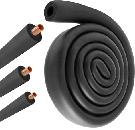 Yuragim rörisolering skummaterial, rörisolering rör svart för uppvärmning sanitär värmerör kopparrör 1,8 m (svart, 16 x 9 mm X1,8 m)