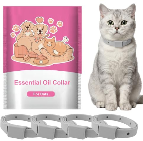 XAVURO Collier Anti Puces et Tiques pour Chat (4 Pièces) - Traitement Antiparasitaire Naturel, Élimine Puces, Tiques et Poux, Imperméable et Réglable pour Chats et Chatons