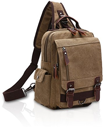 FANDARE Unisexo Bolso Pecho Lienzo Bolsos de Hombre Sling Crossbody Bag Mujer Bolsos Cruzados Bandoleras Cruzada Mochilas para Viaje Deportes Gimnasio Senderismo Ciclismo Montañismo