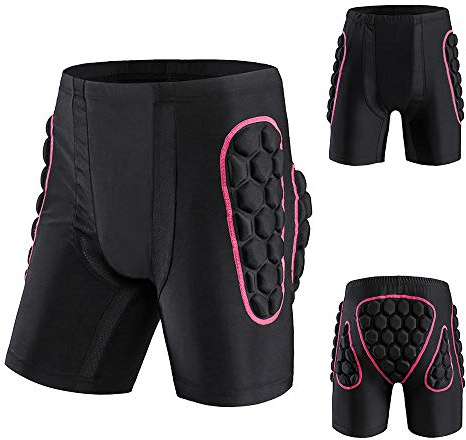 Lixada Damen Hüfte Schutz Anschlag Polsterung Shorts Hüfte Schutz Shorts Pad für Snowboard Skate Ski Reiten, Rosa, Small